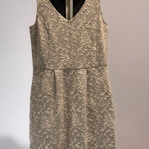 Loft White Jacquard Dress w/ Pockets Sz 0